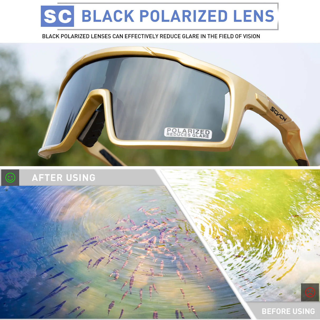 SCVCN Outdoor Polarized Cycling Sunglasses MTB Road UV400 Climbing Goggles Men Woman Driving Bike Bicycle Cycling Eyewear Hiking