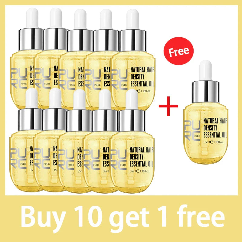 PURC 10PCS Hair Growth for Men Women Products Ginger Hair Oil Fast Grow Serum Anti Loss Regrowth Scalp Treatment Hair Care