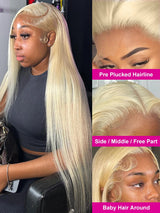 30 32 Inch Straight 13x4 13x6 613 Blonde Lace Front Wig Human Hair Brazilian 250% Colored Lace Frontal Wigs For Women