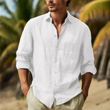 Men's Cotton Linen Business Casual Shirts And Blouses Handsome Social Shirts For Men Long Sleeve