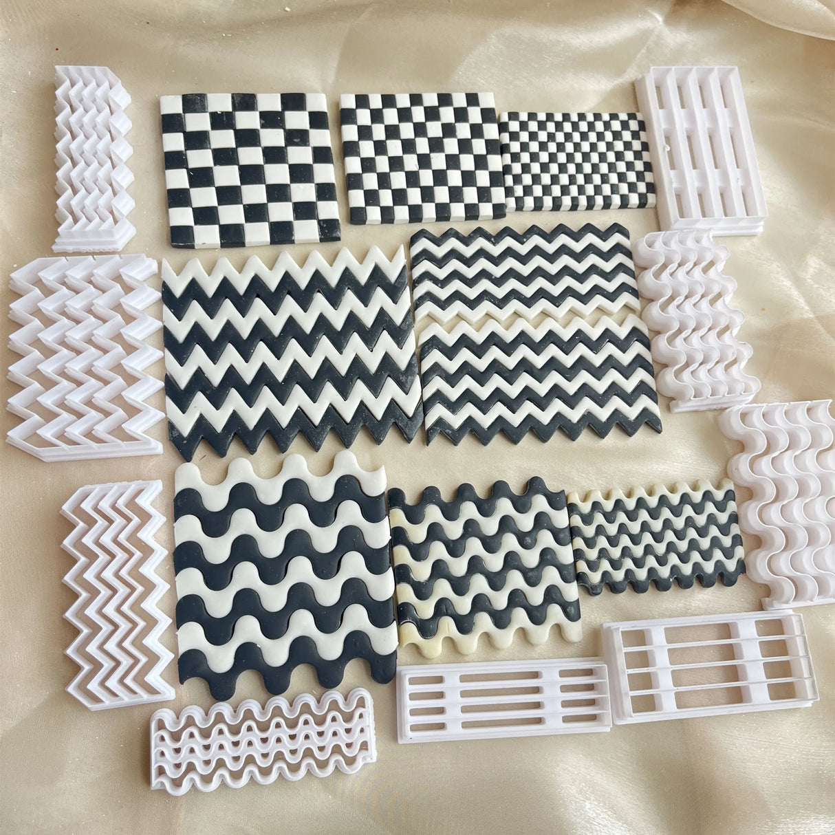 Checkerboard Polymer Clay Molds Clay Strip Cutter DIY Ceramics Earrings Jewelry Pressed Lines Pottery Tools