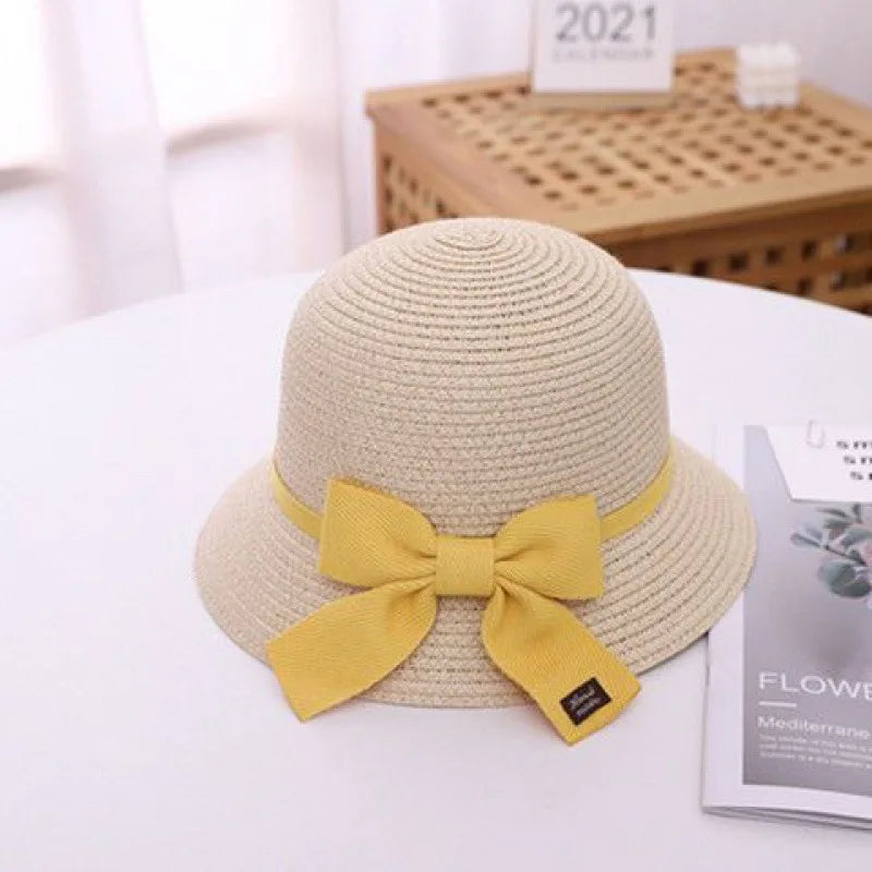 2-8 year old children's sun hat summer new straw bag hat set baby travel sunscreen beach hat sun Bucket hat children's straw hat