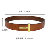 Luxury 3.8cm Width TF Real Leather Designer Brand T Outdoor Men Belt Soft Real Sports Accessories Women Black Belt