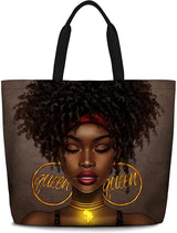 Women Tote Bags African American Women Satchel Handbags Black Girl Magic Shoulder Bag Large Capacity For Gym Travel Shopping