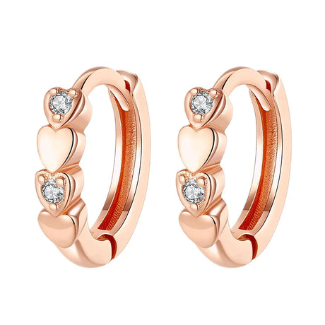 Rose Gold Hoop Earrings For Women 925 Silver Original Pave CZ Heart Ciecle Star Moon U Shape Earrings Luxury Wedding Jewelry