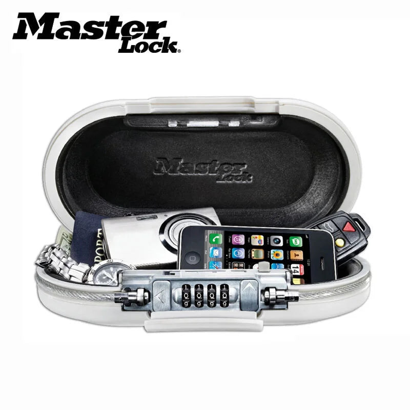 Master Lock Portable Personal Combination Lock Safe Jewelry ATM Card Mobile Phone Storage Belt Fixed with Wire Rope