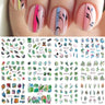 12 Designs Nail Stickers Set Mixed Floral Geometric Nail Art Water Transfer Decals Sliders Flower Leaves Manicures Decoration