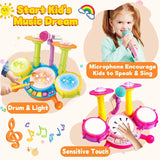 Kids Drum Set Toddlers Musical Baby Educational Instruments Toys for Toddlers Girl Microphone Learning Activities Gifts