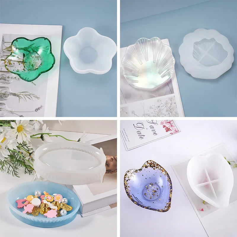 Petal Plate Dish Casting Silicone Mould Crystal Epoxy Resin Mold  DIY Crafts Jewelry Decorations Making Tools