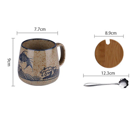 YWDL 380ml Japanese Retro Style Ceramic Coffe Mug Kiln Glaze Milk Breakfast Cups Home Teacup Tumbler Water Mug Gift For Friends