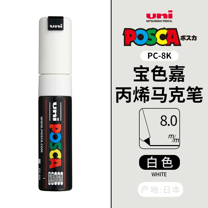 1pcs Uni Posca Marker Pen PC-8K Colores Acrylic 8mm Graffiti Permanent Paint Advertisement POP Poster ручки Drawing Art Supplies