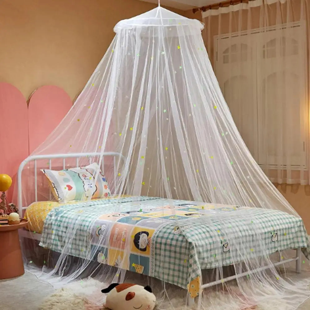 Bedcover Curtain Fluorescent Stars Design 2 Sizes Protection Kid Room Round Top Children Crib Bed Tent   Bed Canopy  Daily Use