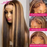 Highlight Glueless Wig Human Hair Ready To Wear 13x4 Straight Lace Frontal Wig Human Hair Transparent Lace Front Wigs For Women