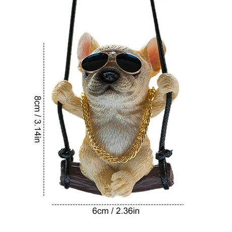 Cute Swing Dog Bulldog Model Auto Rearview Mirror Hanging Pendant Decoration Kwaii Lap-dog Car Interior Accessories Ornaments