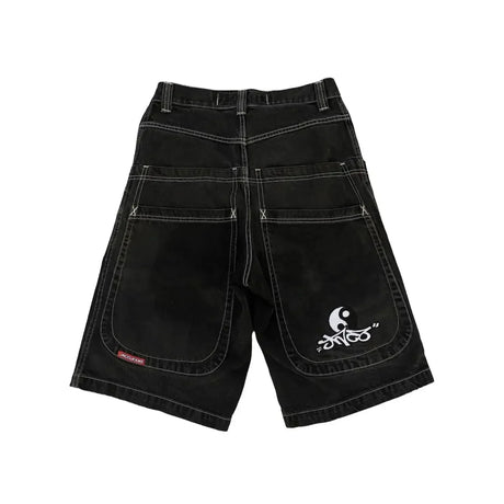 Streetwear JNCO Shorts Y2K New Harajuku Dice 7 Graphic Hip hop Baggy Denim Shorts Men's And Women's High Waist Basketball Shorts