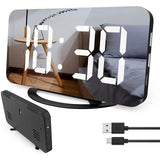 New Digital Alarm Clock 7" Large LED Mirror Electronic Clocks with Touch Snooze Dual USB Charge Desk Wall Modern Clocks Watches