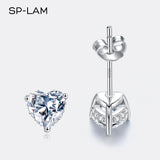 1CT Moissanite Earrings Heart Created Diamond Stone Genuine 925 Silver Women Elegant Luxury Tiny CZ Paved Studs Jewelry Gift