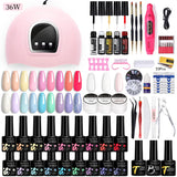 LILYCUTE Manicure Set For Quick Nail Extensions Gel Nail Polish With UV LED Nail Lamp Electric Nail Drill All For Nail Gel Tools