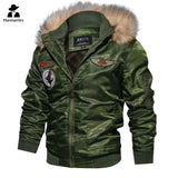 Military Tactics Aviator Jacket Men's Winter Wool Windproof Warm Motorcycle Jacket Men's Outdoor Fur Collar Hooded Parker Coat