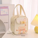 Cute Portable Lunch Box for Kids Pink Bow Bunny Thermal Insulated Lunch Bag Bento Pouch Kawaii Container School Food Storage Bag