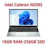 15.6 Inch 16GB Laptop 512GB SSD Windows 11 Notebook Intel Celeron N5095 Office Computer Backlit with Fingerprint WiFI Camera BT