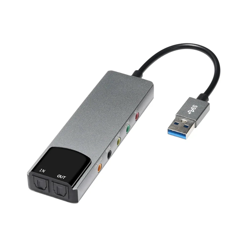 Aluminium Alloy USB Sound Card 6 Channel Professional 5.1 Optical External Audio Card Converter CM6206 Chipset for Laptop PC