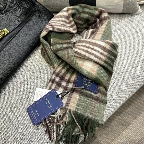 British Classic High Quality Australian Wool 100% Plaid Scarf Men Women Autumn Winter Warm Striped Shawl Wrap Cashmere Blankets