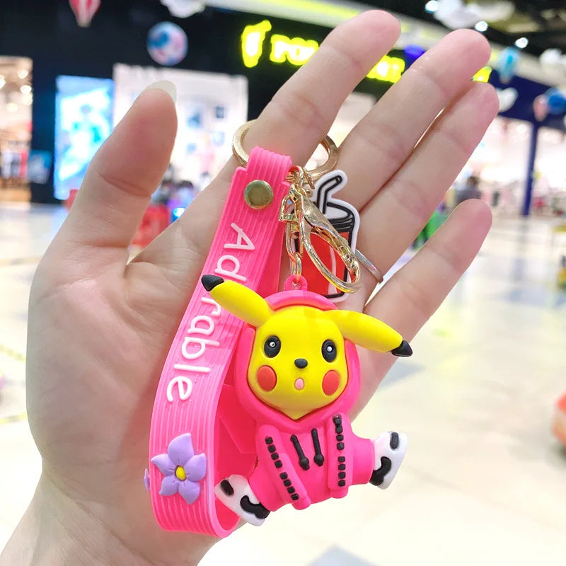 Pokemon Keychain Anime Figures Pikachu Cartoon Key Chain Charmander Psyduck Fashion Bag Keyring Pendant Accessories Toy Kid Gift