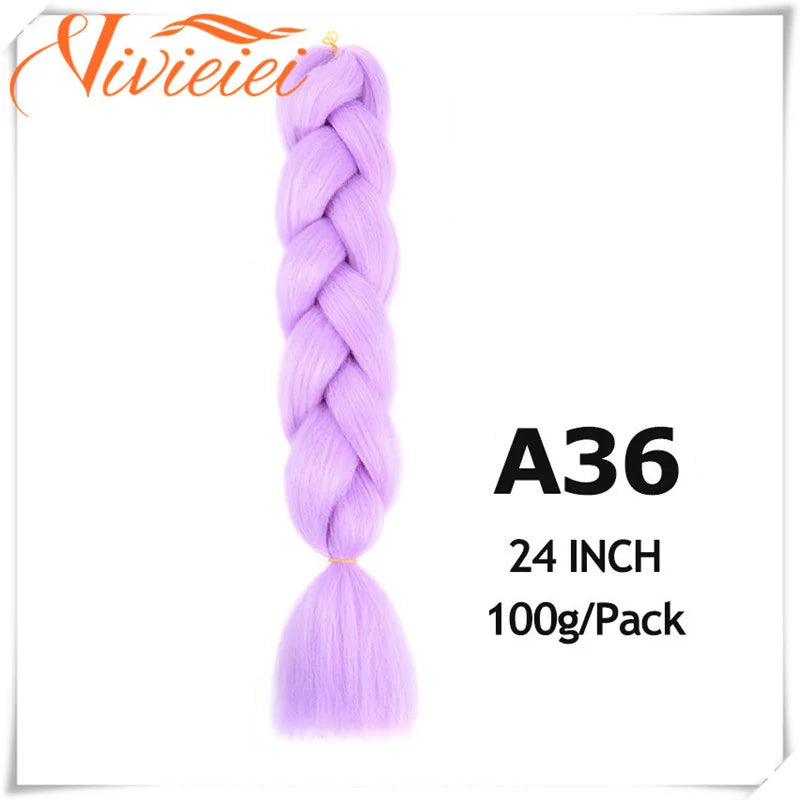 6 Pcs 24” Synthetic Braiding Hair Pink Jumbo Braids Hairstyles Purple Blue Blonde Ombre Hair Extensions For Women 100G/Pack