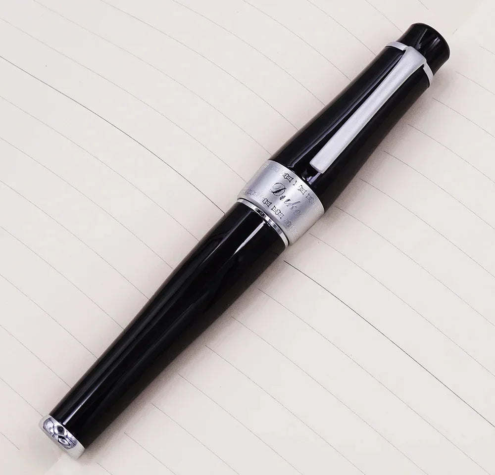 Duke 2009 Black Fountain Pen Memory Charlie-Chaplin Big Size Unique Style, Medium / Bent Nib Heavy Business Office Writing Pen