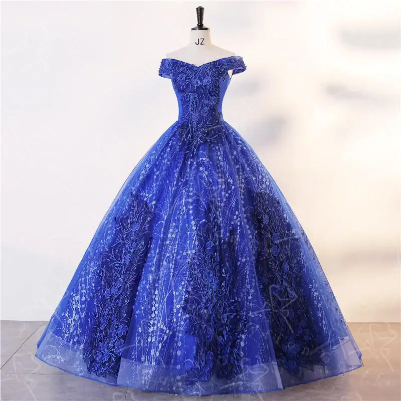 Light Blue prom cocktail dresses The Shoulder Evening Banquet Party Ball Gown Princess Dress Elegant Adult Princess Dress