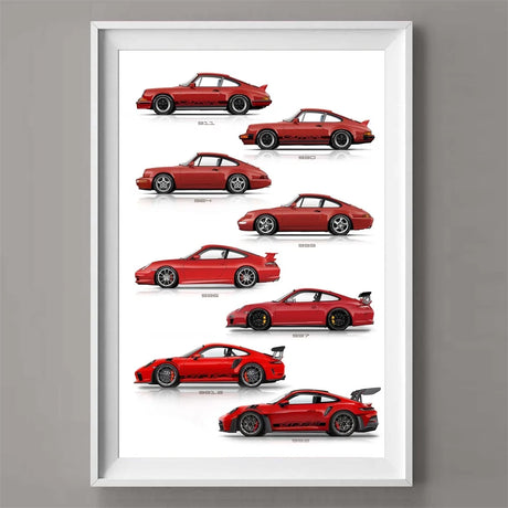 911 Generations Car Colorful Poster Canvsa Print Painting Home Decor Wall Art Decoration Gift For Car Lover Frameless