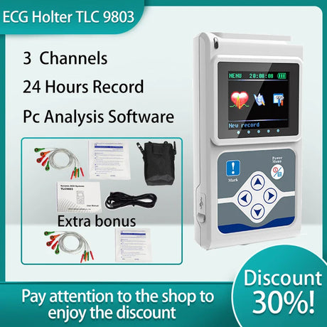 CONTEC TLC 9803 Dynamic ECG Monitor System 24 Hours Recorder Holter TLC9803 Complimentary Additional Cable And Electrodes