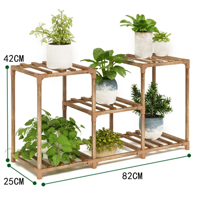 4/5-Shelves Plant Flower Stand Indoor Outdoor Wooden Plants Shelf Home Garden Pots Flower Rack Planter Display Shelf Plant Stand