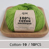 QJH 10PCS 100% Organic Cotton Yarn Pure/Mixed Color Yarn, Knitting Yarn - Crochet Yarn Soft 10 Strands Hank Yarn Machine Washabl