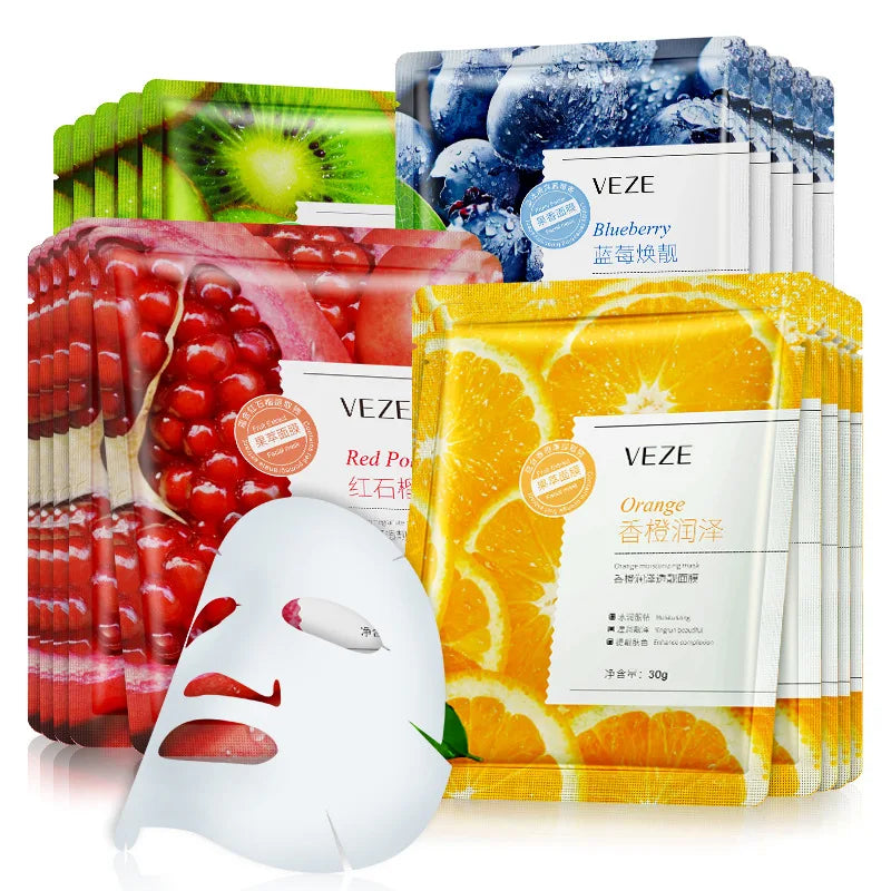 20pcs VENZEN Fruit Essence Facial Mask Moisturizing Anti-wrinkle Skincare Facial Masks Women Hydrating Facial Mask Skin Care