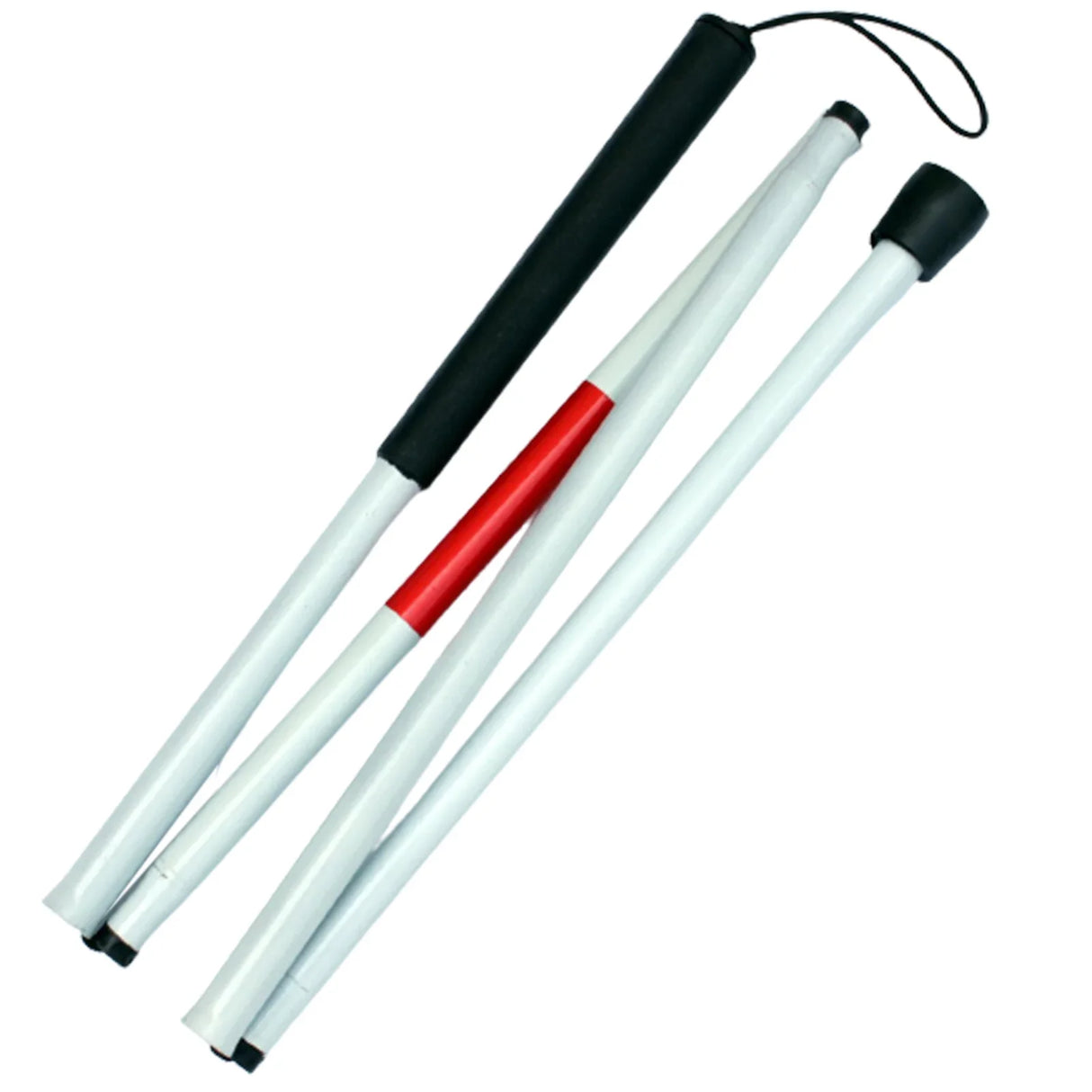 Folding Blind Cane Walking Stick Mobility & Daily Living Aids with Red Reflective Tape for Visually Impaired Men and Women