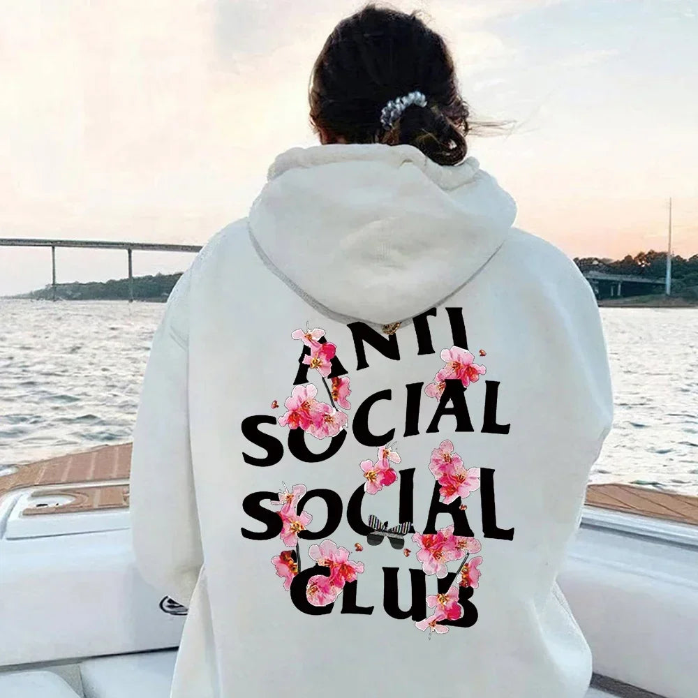 Anti Social Lifting Club Winter Sweatshirt Plus Size Hoodie Sweater Women's Sayings Quote Letters Printed Autumn Female Clothing