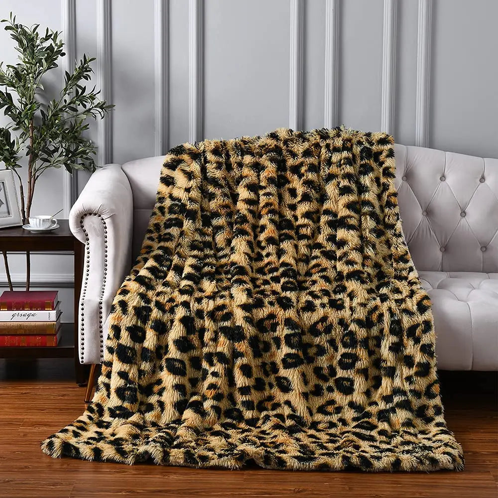 Luxury leopard Stitch Throw Blanket room decor plaid bedspread baby blankets hairy winter bed covers Sofa cover big thick furry