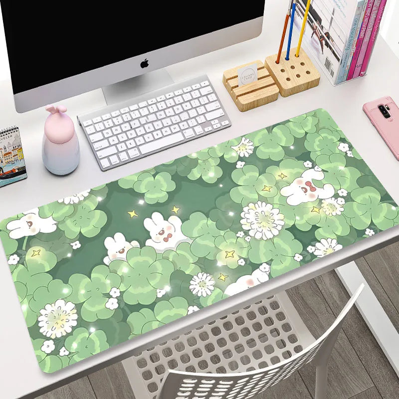 Cute Cat Large Gaming Keyboard Mouse Pad XL Green Plant Computer Gamer Tablet Mause pad Long Mousepad XXL 900x400 Play Mice Mats