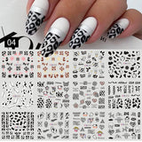 12 Designs Nail Stickers Set Mixed Floral Geometric Nail Art Water Transfer Decals Sliders Flower Leaves Manicures Decoration