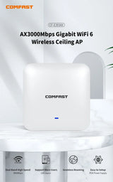 Comfast AX3000 WiFi 6 Ceiling AP 2.4G&5G Dual Band Wireless Gigabit Access Point High Power Indoor WiFi Coverage Router Extender