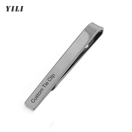 Personalized Engraved Tie Clip/Cufflinks for Men Customized DIY Logo Tie Clips Custom Engraving Names Stainless Steel Jewelry