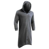 Winter Men Women Hooded Coats Gothic Long Sleeve Zip Long Jackets Large Sized Fleece Overcoats Windbreakers Jackets