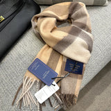 British Classic High Quality Australian Wool 100% Plaid Scarf Men Women Autumn Winter Warm Striped Shawl Wrap Cashmere Blankets