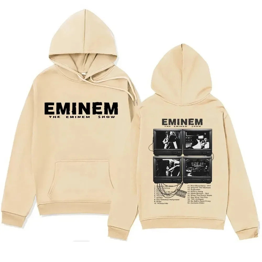 Plus Size Rapper Eminem Music Album Hoodies World Gift for Fan Graphic Hoodie Men Women Hip Hop Oversized Sweatshirt Streetwear