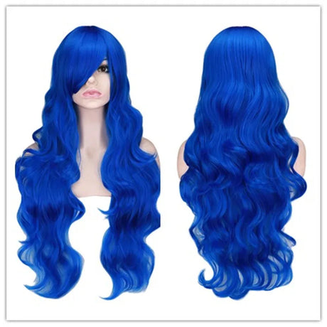 Women Synthetic Hair Red Pink Blue Orange Curly Body Wave Hair for Adult High Temperature Fiber Quality Halloween Wig