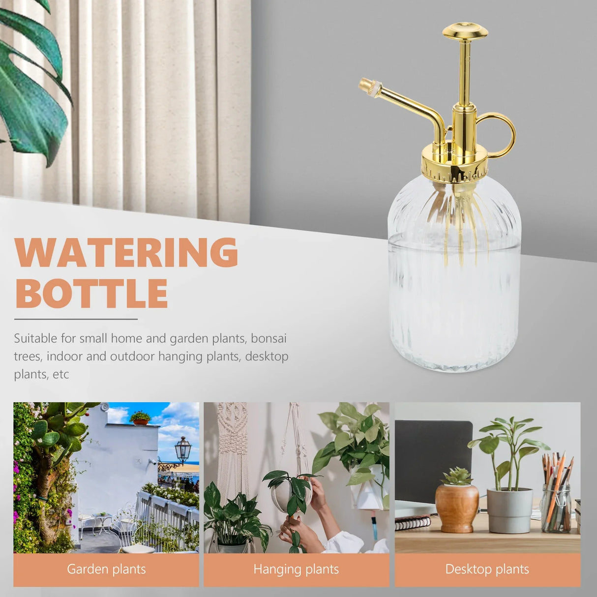 Watering Bottle Can Spray Glass Water Plant Flower Sprayer Pot Small Vintage Pump Spritzer Mister Kettle Empty Plants Indoor