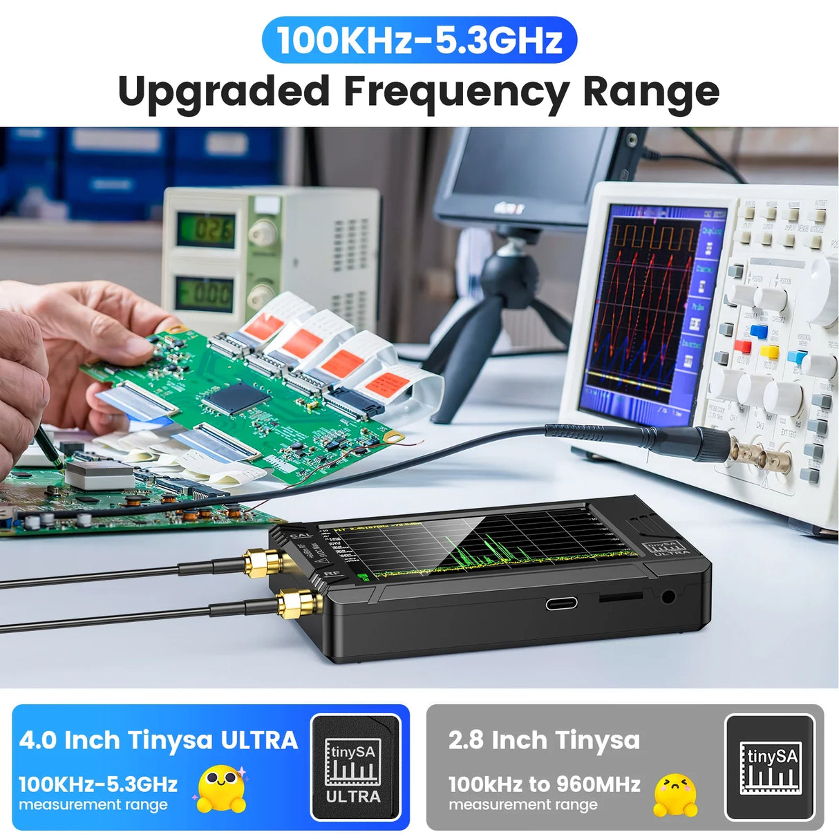 New Tiny Spectrum Analyzer TinySA ULTRA 4" Display 100kHz To 5.3GHz With 32GB Card Version V0.4.5.1 Network Internal Lan Tester