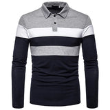 Men's Long Sleeve Contrasting Colors Polo T-shirt Casual Polo Shirts